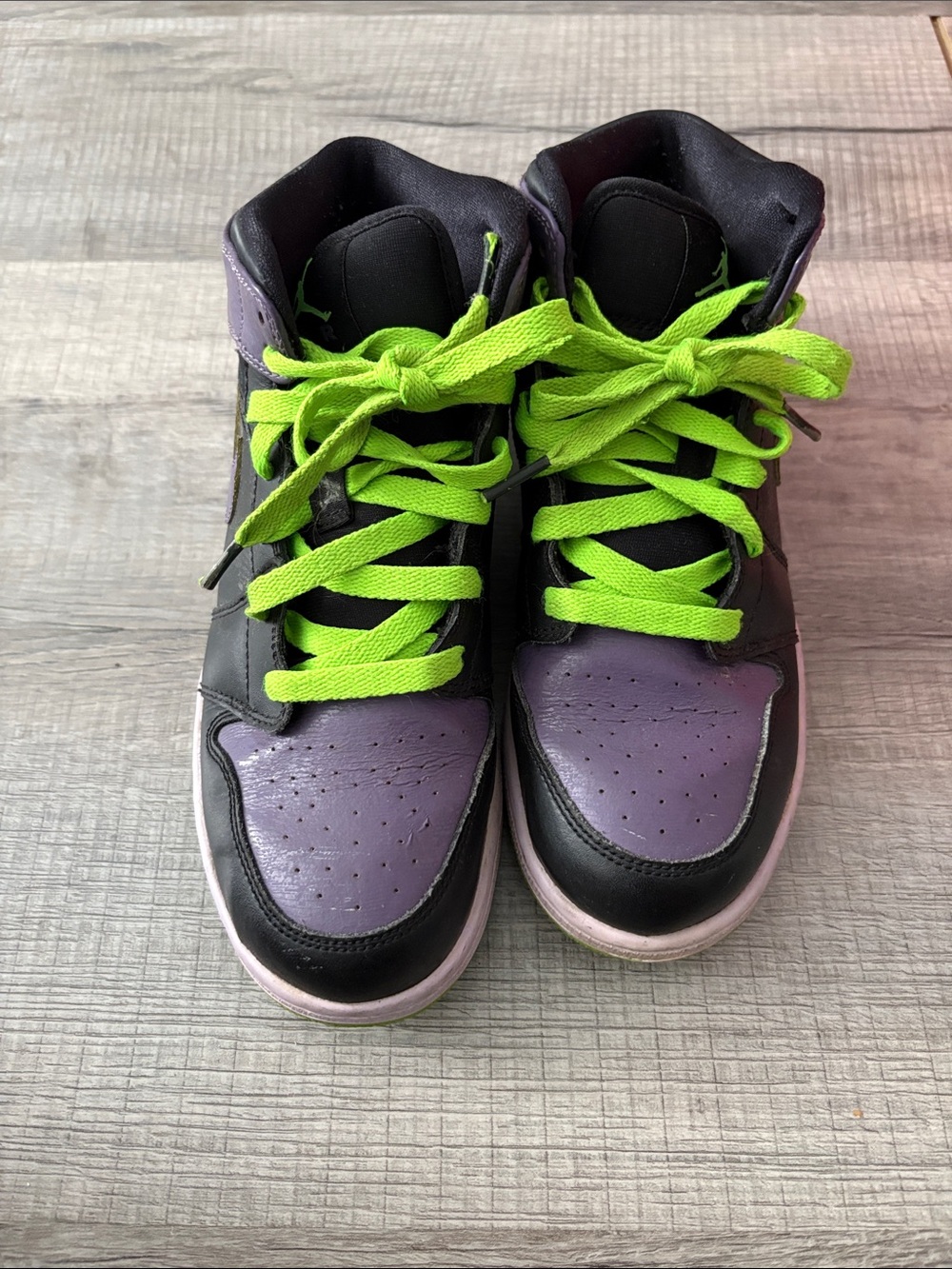 Nike Air Jordan 1 Retro GS 307383-021 Sneakers Purple Black Green Joker 6Y Men 6